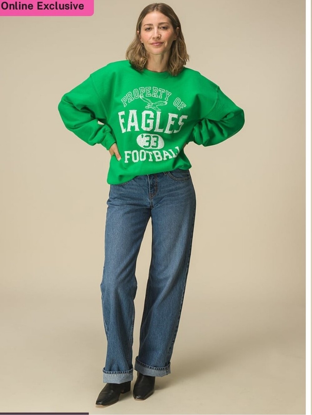 PINK Victoria's Secret NWT Green Philadelphia Eagles‎ Retro Sweatshirt